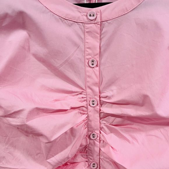 Walter Baker XS Ruched Janet Top Pink Button Cotton Poplin $158 W53468 Easter - Picture 6 of 14